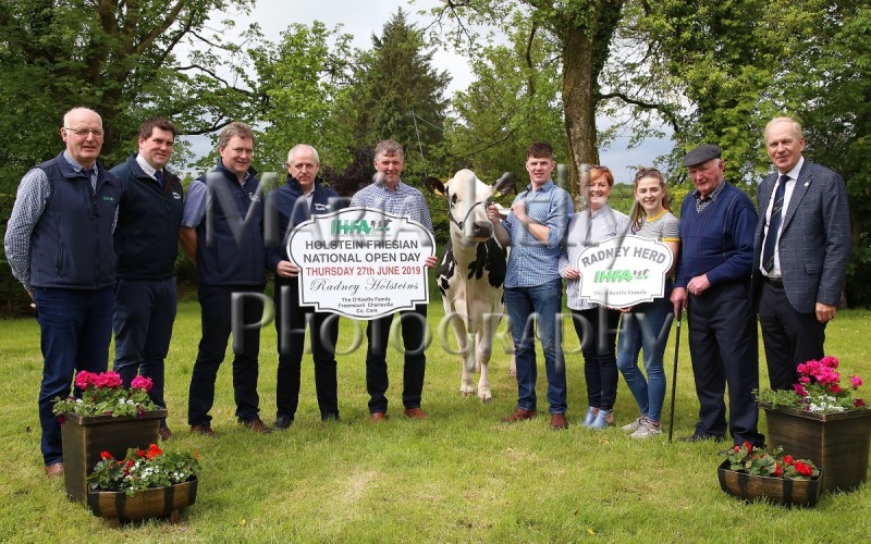 30-05-19, At the launch of the IHFA Open Day,Patrick Gaynor, President of IHFA; Alymer Power, Paul Hennessy and Paddy McCarthy from Roches Feeds (sponsor); Henry, Liam, Marie, Julie and Mossy O’Keeffe of Radney Herd, hosts and Charles Gallagher, CE IHFA. The IHFA Open Day will be held at the Radney Herd, Freemount, Charleville, Co. Cork on Thursday 27th of June. All welcome. Photo Maria Kelly