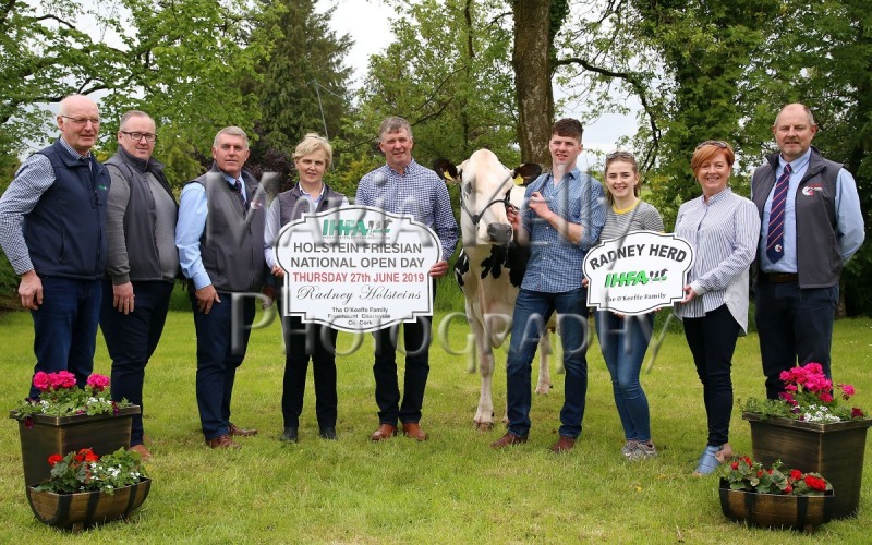 30-05-19, At the launch of the IHFA Open Day, Patrick Gaynor, President of IHFA; Patrick Bourke,Tom Baker and Mary Dugan from Eurogene (sponsors); Henry, Liam, Julie and Marie O’Keeffe of Radney Herd, hosts; Gerard Deely, Eurogene. The IHFA Open Day will be held at the Radney Herd, Freemount, Charleville, Co. Cork on Thursday 27th of June. All welcome. Photo Maria Kelly