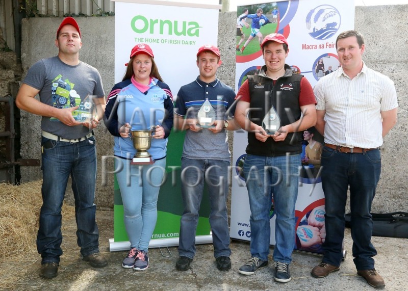 6-7-17. Pictured with Macra na Feirme Agricultural Affairs Chairman James Barber at the IHFA Open Day are winners of the Macra na Feirme Dairy Stockjudging competition sponsored by Ornua. From L-R 2nd place Patrick Deasy (Carbery) , 1st place Edel O’Connell (Kerry), U23 winner Clive Osborne (Muskerry), U23 2nd place Christopher McCarthy (Carbery). Photo Maria Kelly